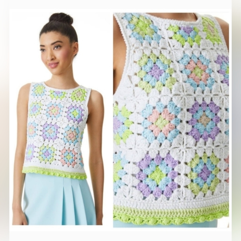 Alice + Olivia Reva Medallion Crocheted Top Size Small
